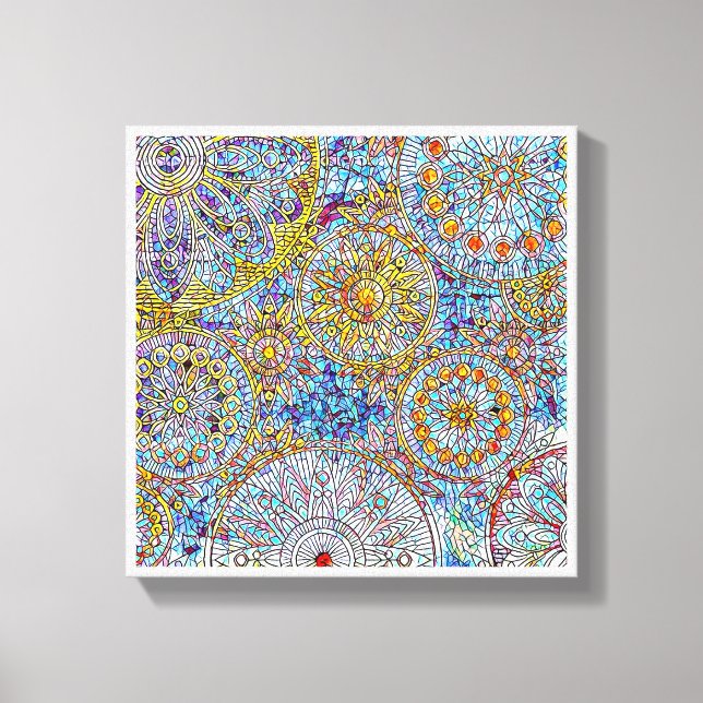 Muro de Canvas azul e amarelo Art12" x 12", 1,5", (Frente)