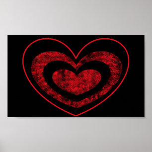 Muro de Poster do Coração Vermelho e Negro