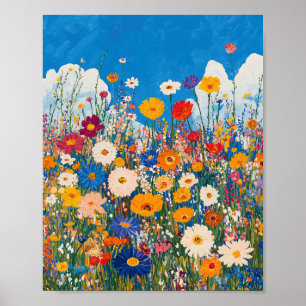 Muro de Poster Impressionante de Campo de Flor Sel