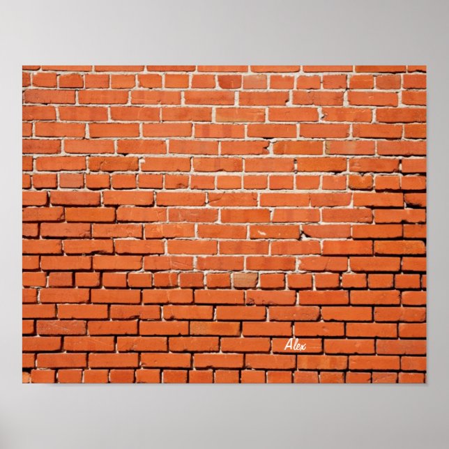 Muro de tijolos com o seu nome na Poster retangula (Frente)
