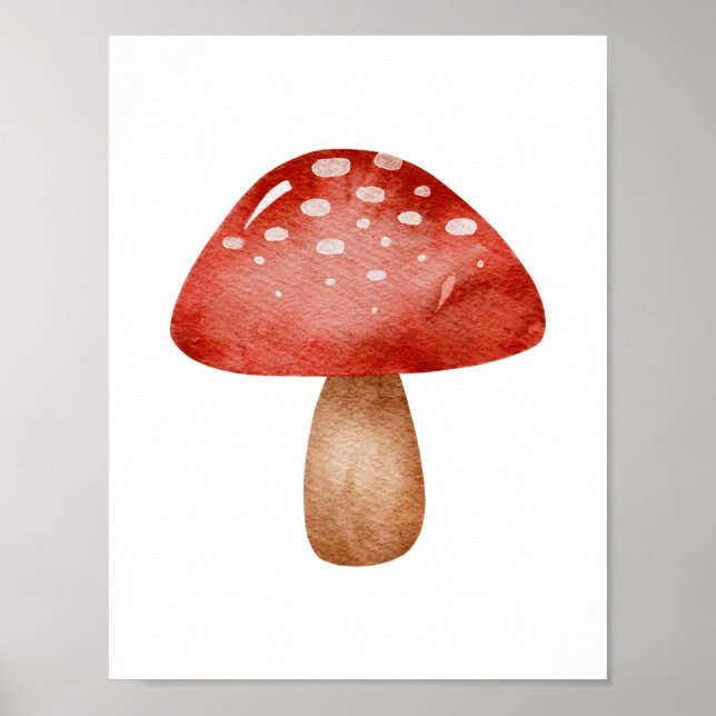 Mushroom Forest Autumn Red And White Poster (Frente)