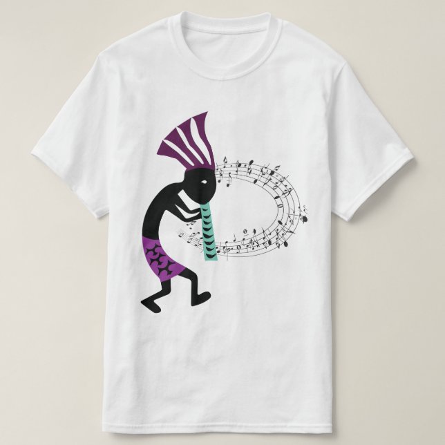 Music and Petroglicph Kokopelli T-Shirt (Frente do Design)