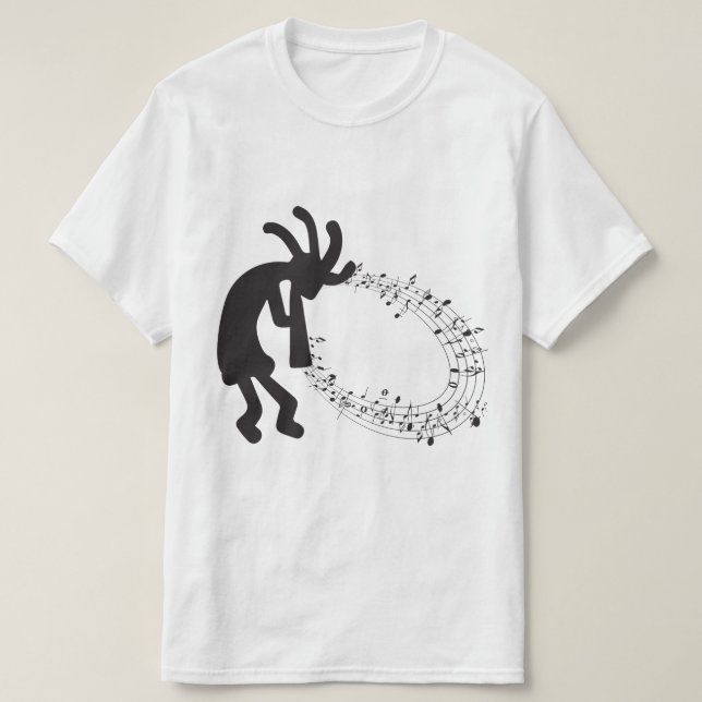 Music and Petroglicph Kokopelli T-Shirt (Frente do Design)