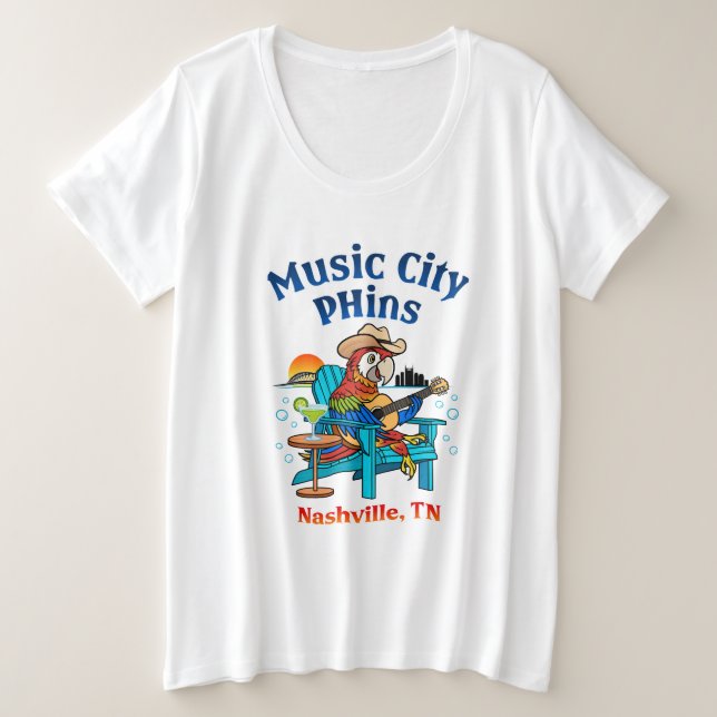 Music City Phins e T-Shirt com logotipo frontal pa (Frente do Design)