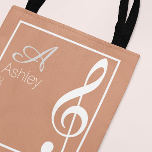 Music Dusty Rosa Tote Bag com Monograma