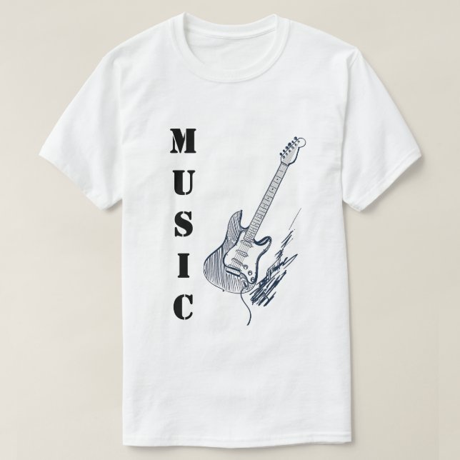 Music Lover Classic Guitar Tee – Casual T-Shirt (Frente do Design)