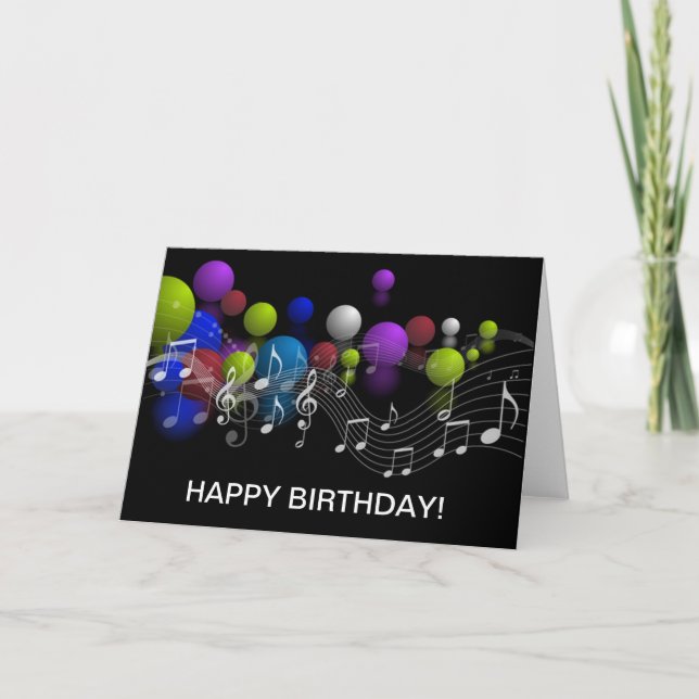 Music Notes Birthday - Cartão de Saudação (Frente)