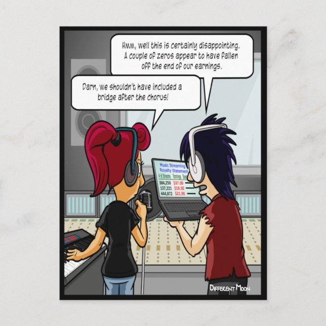 Music Royalties Cartão Postal Engraçado (Frente)