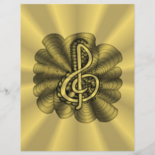 Music Treble Clef Dourado Scrapbook Paper