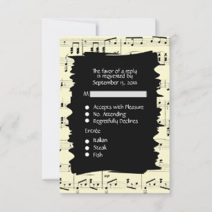 Música Abstrata Preto e Amarelo RSVP com Escolha d
