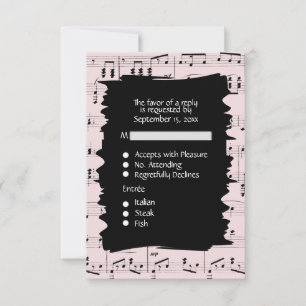 Música Abstrata Preto e Rosa RSVP com Escolha de M