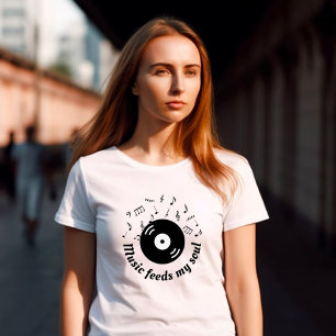 Música Alimenta Minha Album de Vinil Album T-Shirt