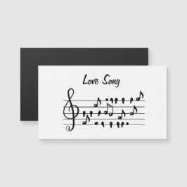 Música de amor, pássaros sentados entre as notas m