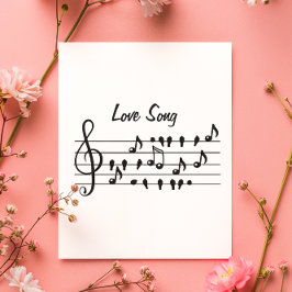 Música de amor, pássaros sentados entre as notas m