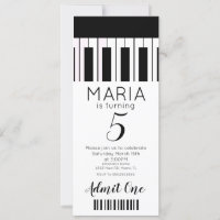 Música de Piano Fofa   Convite de Festa Estilo Bil