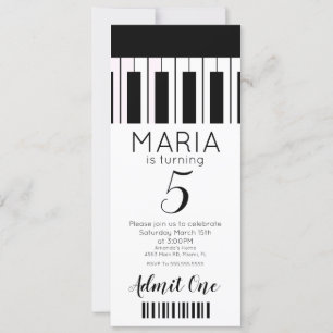 Música de Piano Fofa   Convite de Festa Estilo Bil
