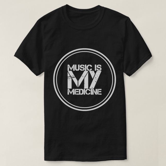 Música é meu remédio Clássico T-Shirt (Frente do Design)