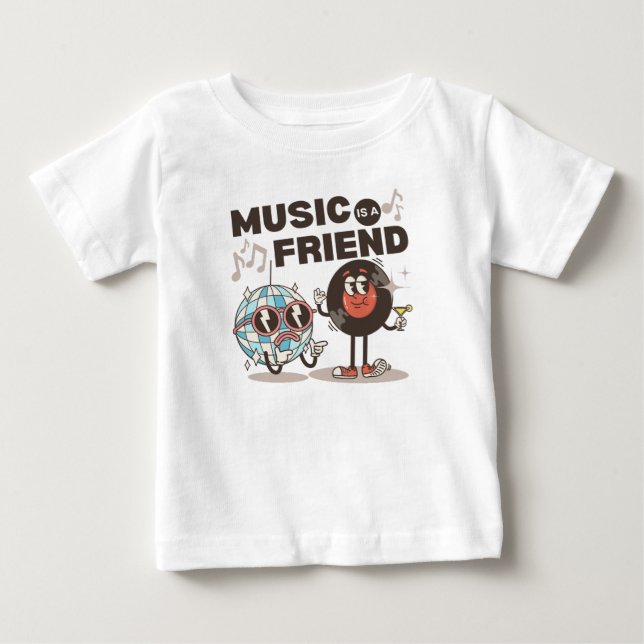 Música é uma camiseta de bebê amiga (Frente)