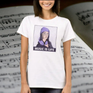 Música É Vida – Camiseta Gráfica de Menina com Fon