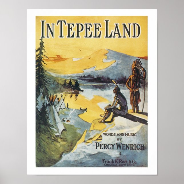 Música Em Tepee Land Vintage Art Poster (Frente)