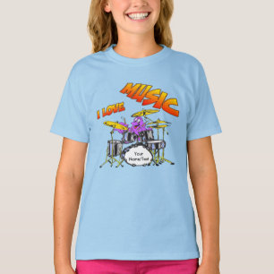 Música Octopus Personalizável Blue Kids T-shirt