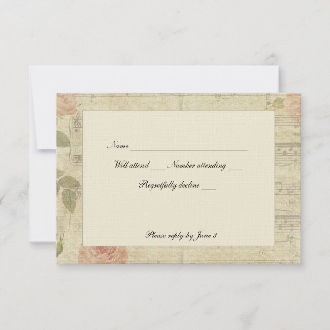 Música Vitoriana e Rosa rsvp com envelopes (Frente)