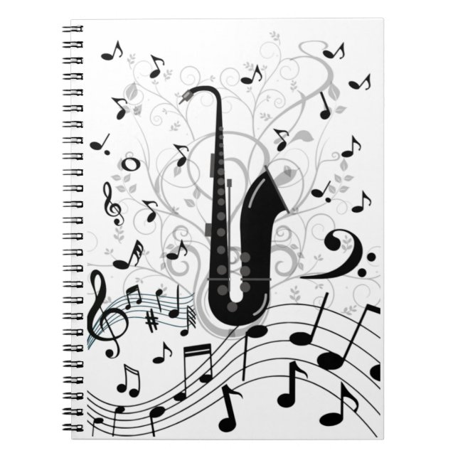 musical com saxofone Caderno Espiral (Frente)