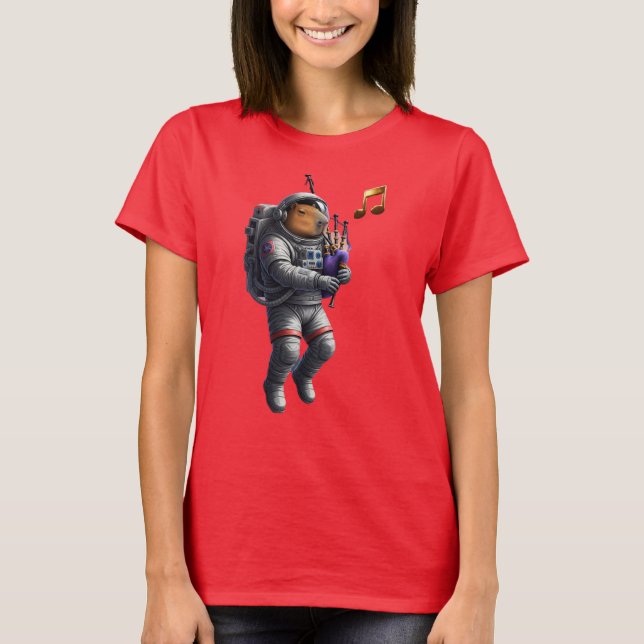 Músico de Capybara em camiseta espacial (Frente)