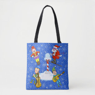 Músico Elves com Papais noeis de Natal Tote Bag