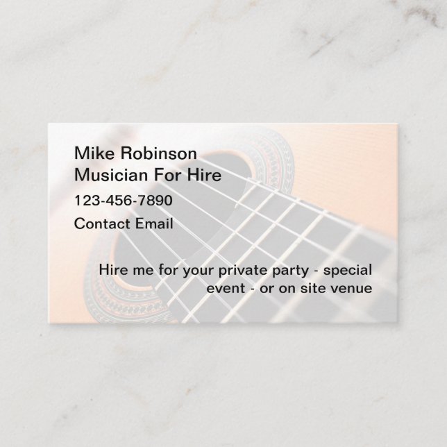 Músico Para Cartões de visitas De Aluguer (Frente)