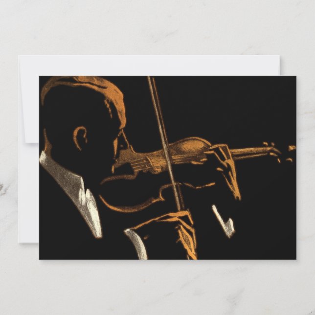 Músico Vintage, Violinista Tocando Música Violenta (Frente)