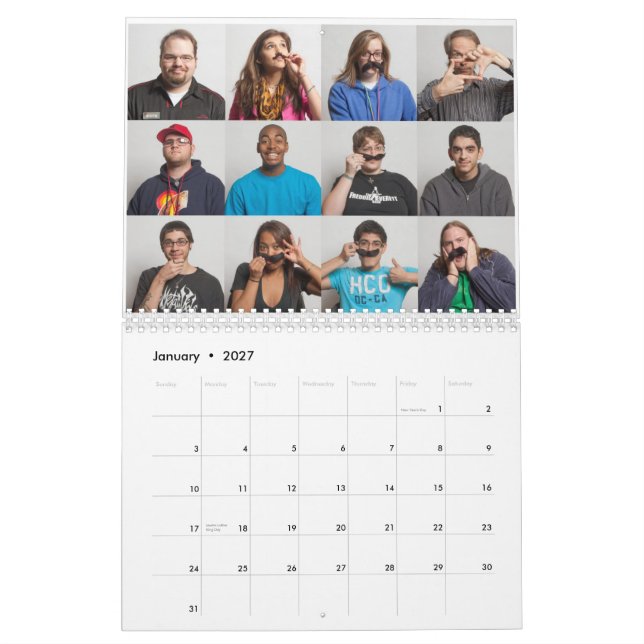 Mustach calendário do março de 2010 (Jan 2027)