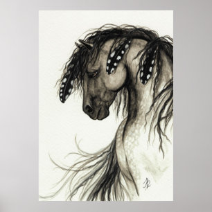 Mustang majestoso pelo poster cinzento do cavalo