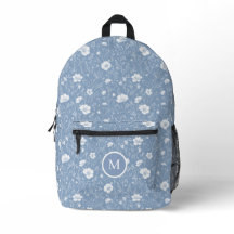 Muted Blue And White Wildflower Pattern 