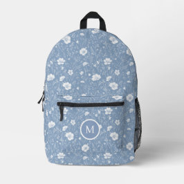 Muted Blue And White Wildflower Pattern 