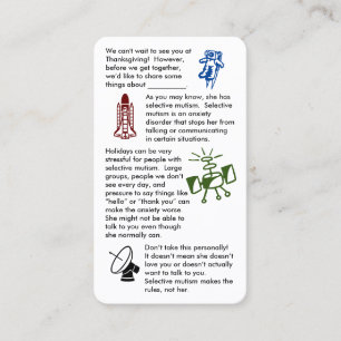 Mutismo Seletivo Juntar Cartão de visita