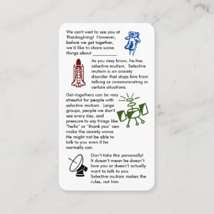 Mutismo seletivo Junte-se Cartão de visita