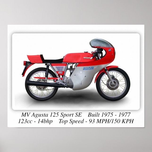 MV Agusta 125 Esporte SE Motocicleta - Poster A3/A (Frente)