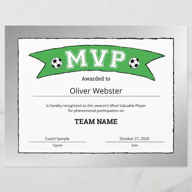 MVP Player - Certificados MVP - Certificado de Fut (Frente)