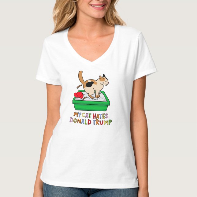 My Cat Hates Donald Trump T-shirt (Frente)