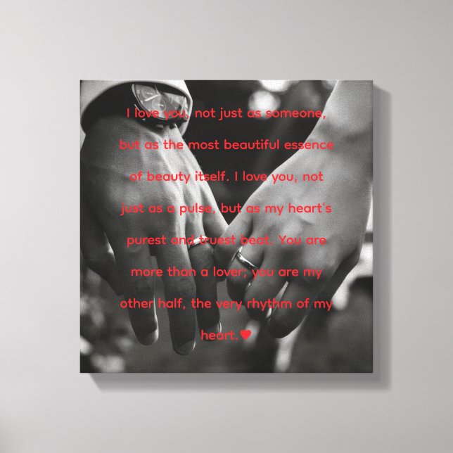 My Other Half" Romantic Heartbeat Quote Canvas (Frente)