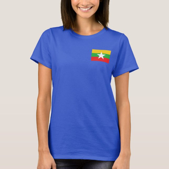 Myanmar Flag e Map Dk T-Shirt (Frente)