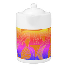 Mycenaean Grego Inspirou Laranja Gossips Teapot