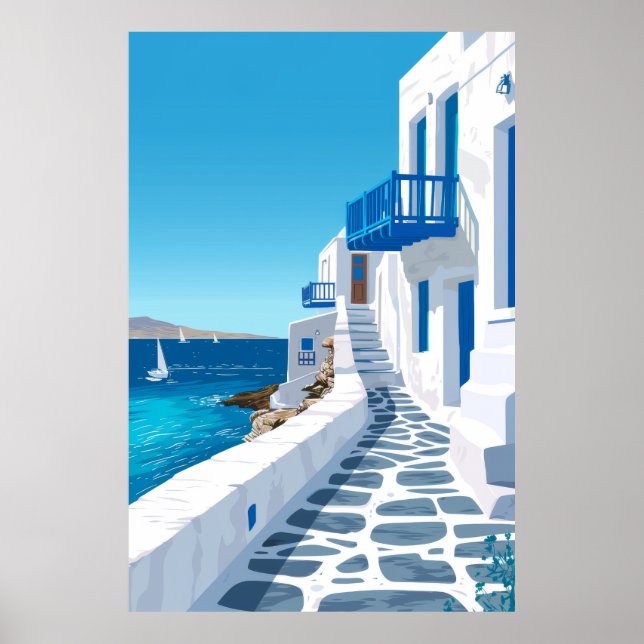 Mykonos Blue Sea View Poster (Frente)