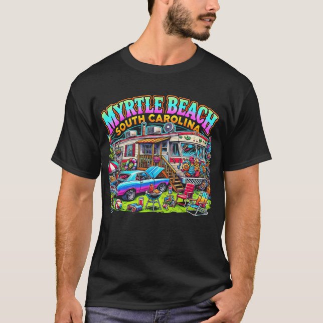 Myrtle Beach South Carolina T-Shirt Vibrant Retro (Frente)
