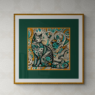 Mystic Boho Cat Art Impressão