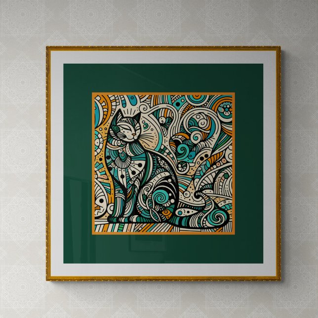 Mystic Boho Cat Art Impressão (Criador carregado)