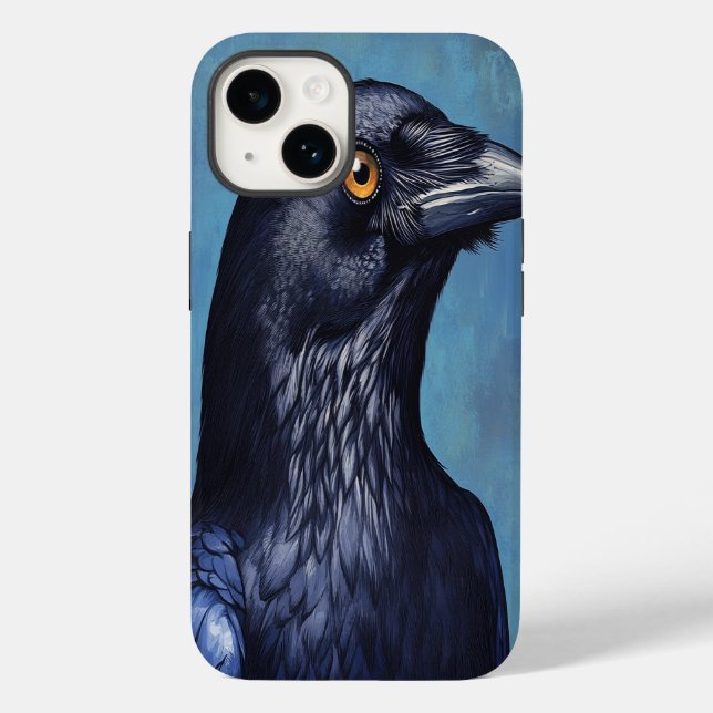 Mystic Crow iPhone Case – Fantasy Animal Art, Dark (Verso)