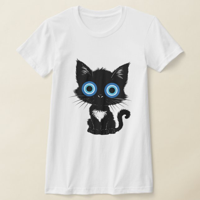 Mystic Gaze  Black Cat Evil Eye T-Shirt (Postura )