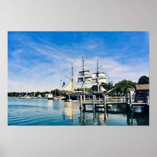 Mystic Harbor Clipper Ship Poster